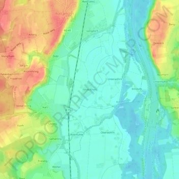 Mapa topográfico Feldkirchen, altitud, relieve