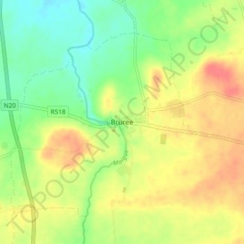 Mapa topográfico Bruree, altitud, relieve