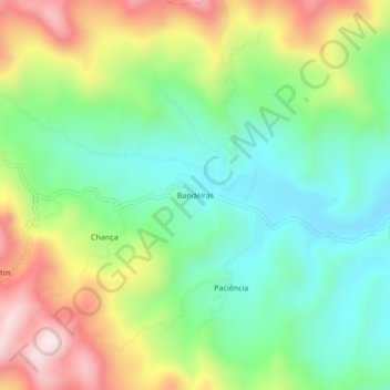 Mapa topográfico Bandeiras, altitud, relieve