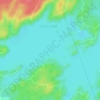 Mapa topográfico Eels Lake, altitud, relieve