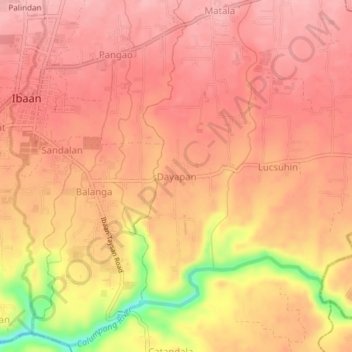 Mapa topográfico Dayapan, altitud, relieve