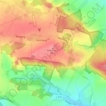 Mapa topográfico Baumberge, altitud, relieve