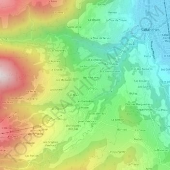 Mapa topográfico La Cry, altitud, relieve