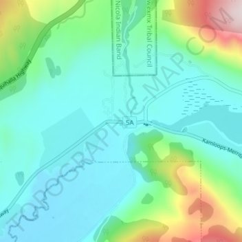 Mapa topográfico Nicola, altitud, relieve