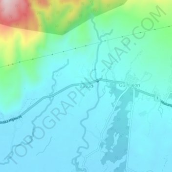 Mapa topográfico Basud, altitud, relieve