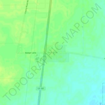 Mapa topográfico Ben Bolt, altitud, relieve