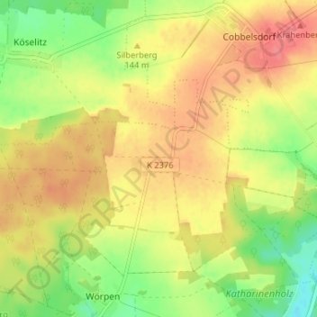 Mapa topográfico Wahlsdorf, altitud, relieve