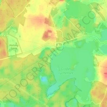 Mapa topográfico Am Großen Lychensee, altitud, relieve