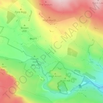 Mapa topográfico Forest-in-Teesdale, altitud, relieve