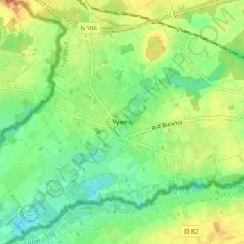 Mapa topográfico Wiers, altitud, relieve