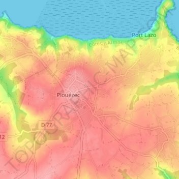 Mapa topográfico Goaz Joulin, altitud, relieve