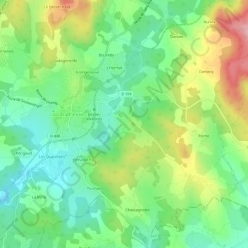 Mapa topográfico Salette, altitud, relieve