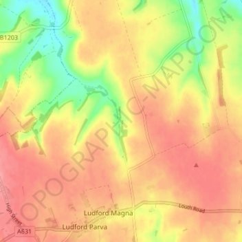 Mapa topográfico Thorpe le Vale, altitud, relieve
