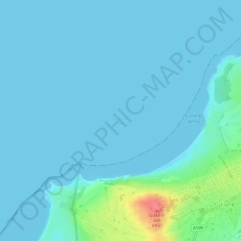 Mapa topográfico Gullane Bay, altitud, relieve