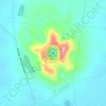 Mapa topográfico Mount Noorat, altitud, relieve