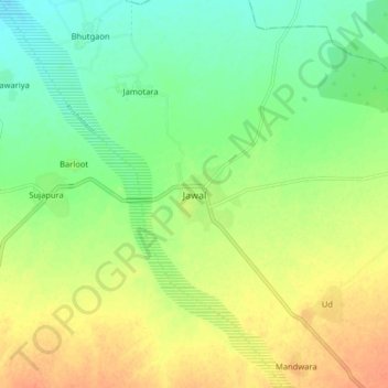 Mapa topográfico Jawal, altitud, relieve