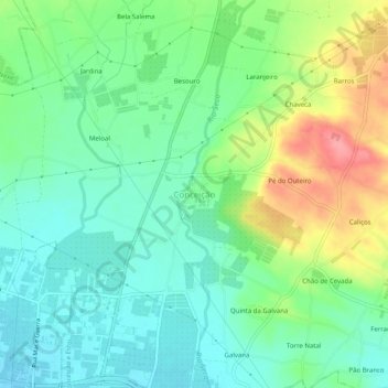 Mapa topográfico Conceição, altitud, relieve