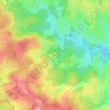 Mapa topográfico Laumond, altitud, relieve