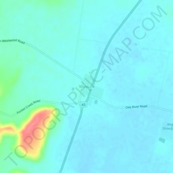 Mapa topográfico Wowan, altitud, relieve