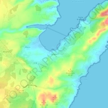 Mapa topográfico Gurgazu, altitud, relieve