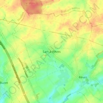 Mapa topográfico Sart-à-Rèves, altitud, relieve