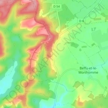 Mapa topográfico Le Morthomme, altitud, relieve