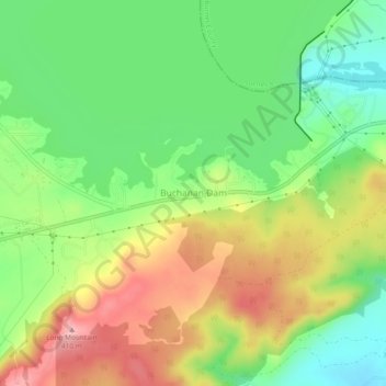 Mapa topográfico Buchanan Dam, altitud, relieve