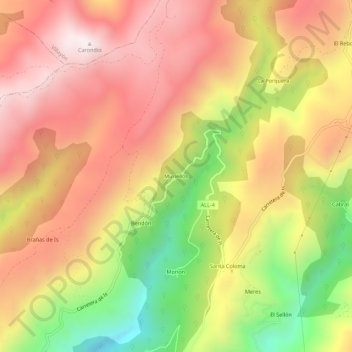 Mapa topográfico Muriellos, altitud, relieve