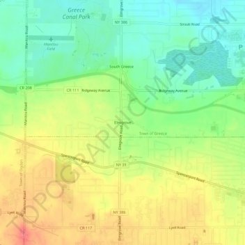 Mapa topográfico Elmgrove, altitud, relieve
