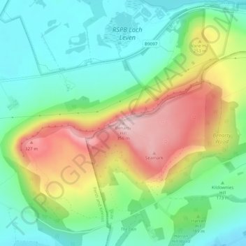 Mapa topográfico Benarty Hill, altitud, relieve