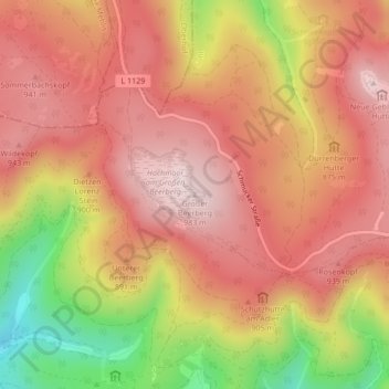 Mapa topográfico Großer Beerberg, altitud, relieve