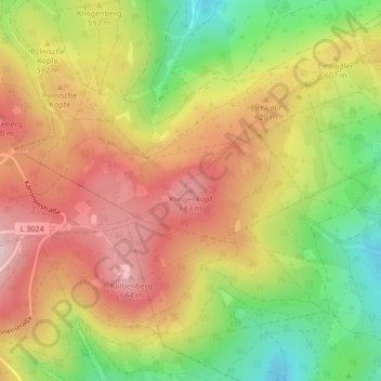 Mapa topográfico Klingenkopf, altitud, relieve
