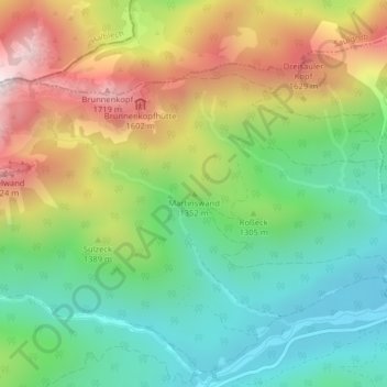Mapa topográfico Martinswand, altitud, relieve
