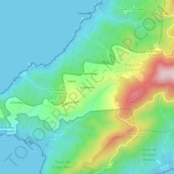 Mapa topográfico Cantonu, altitud, relieve