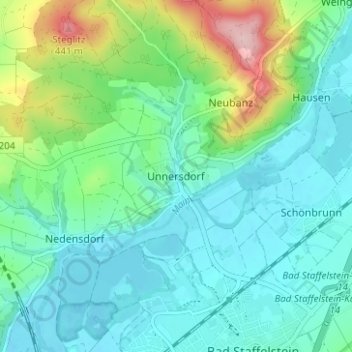 Mapa topográfico Unnersdorf, altitud, relieve