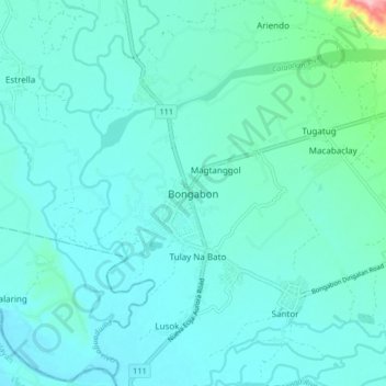 Mapa topográfico Bongabon, altitud, relieve