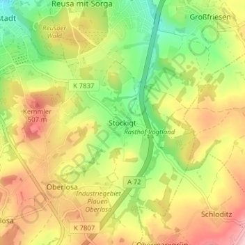 Mapa topográfico Stöckigt, altitud, relieve