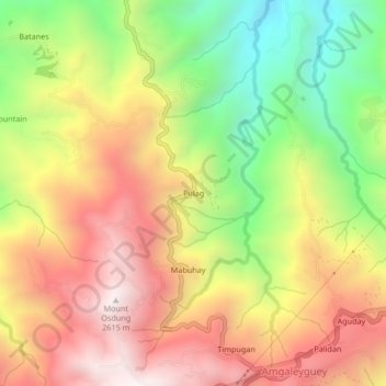 Mapa topográfico Pulag, altitud, relieve