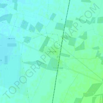Mapa topográfico Cinco Casas, altitud, relieve