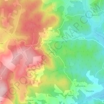 Mapa topográfico Le Malaret, altitud, relieve