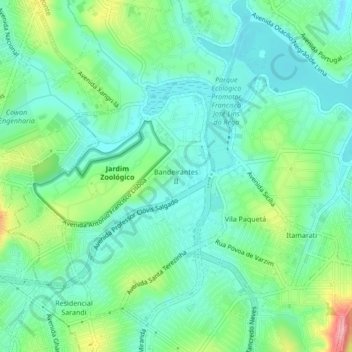 Mapa topográfico Bandeirantes II, altitud, relieve