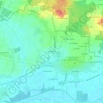 Mapa topográfico Les Tamaris, altitud, relieve