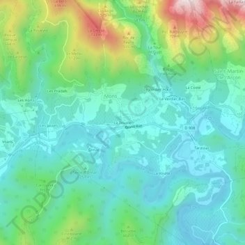 Mapa topográfico La Trivalle, altitud, relieve