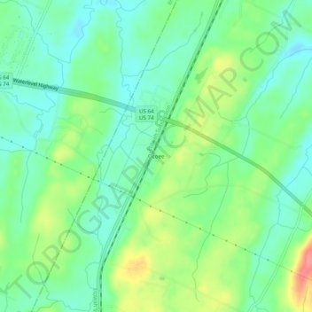 Mapa topográfico Ocoee, altitud, relieve