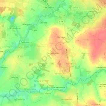 Mapa topográfico Place du Sabotier, altitud, relieve