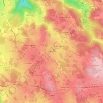 Mapa topográfico La Dause, altitud, relieve