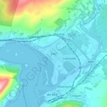 Mapa topográfico Caol, altitud, relieve