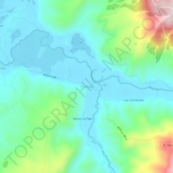 Mapa topográfico Pichilo, altitud, relieve