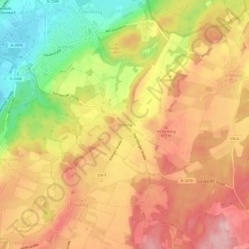 Mapa topográfico Drößling, altitud, relieve