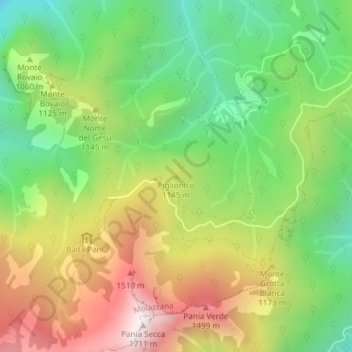 Mapa topográfico Piglionico, altitud, relieve